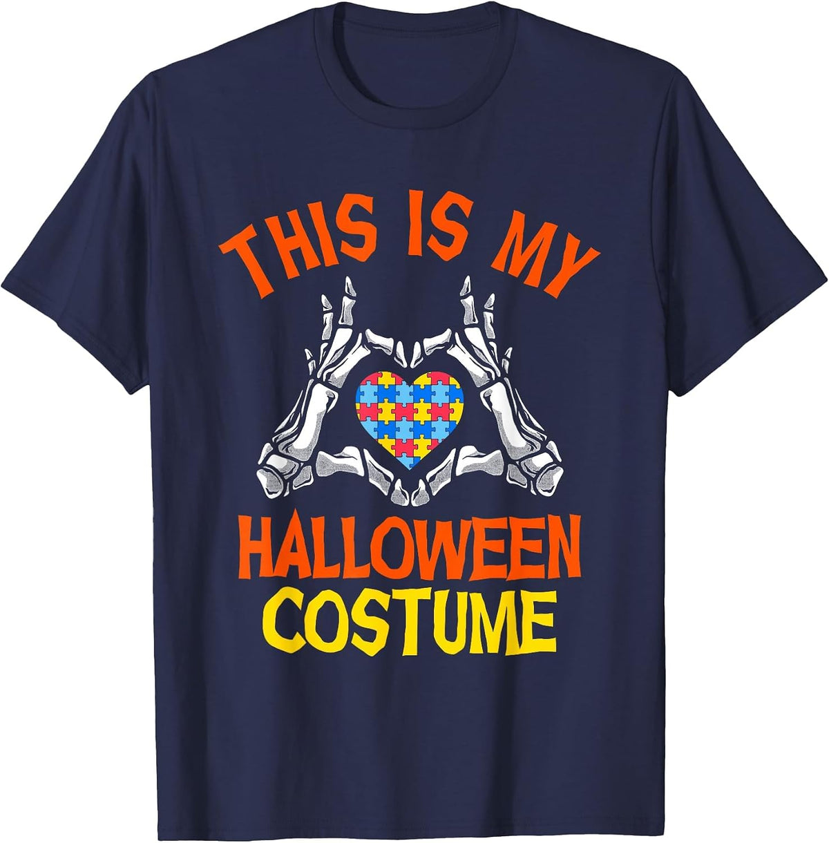 This is My Halloween Costume Funny Autism Awareness T-Shirt - Navy Blue