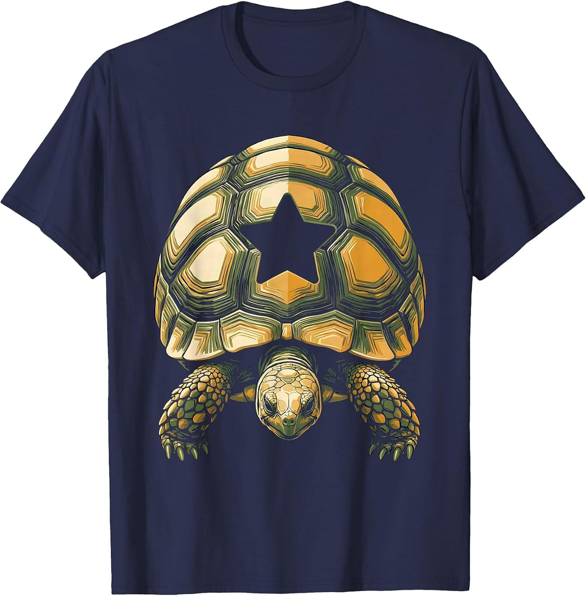 Profile Tortoise Funny Animal Lover Screenprint Poster T-Shirt - Navy Blue