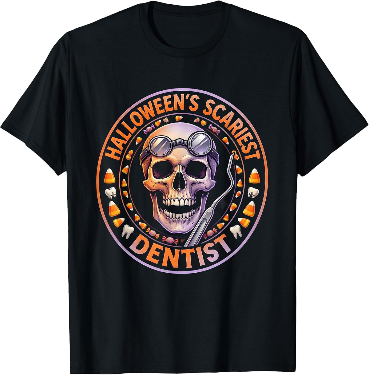 Men's Halloween's Scariest Dentist Dental Horror Design T-Shirt - Black