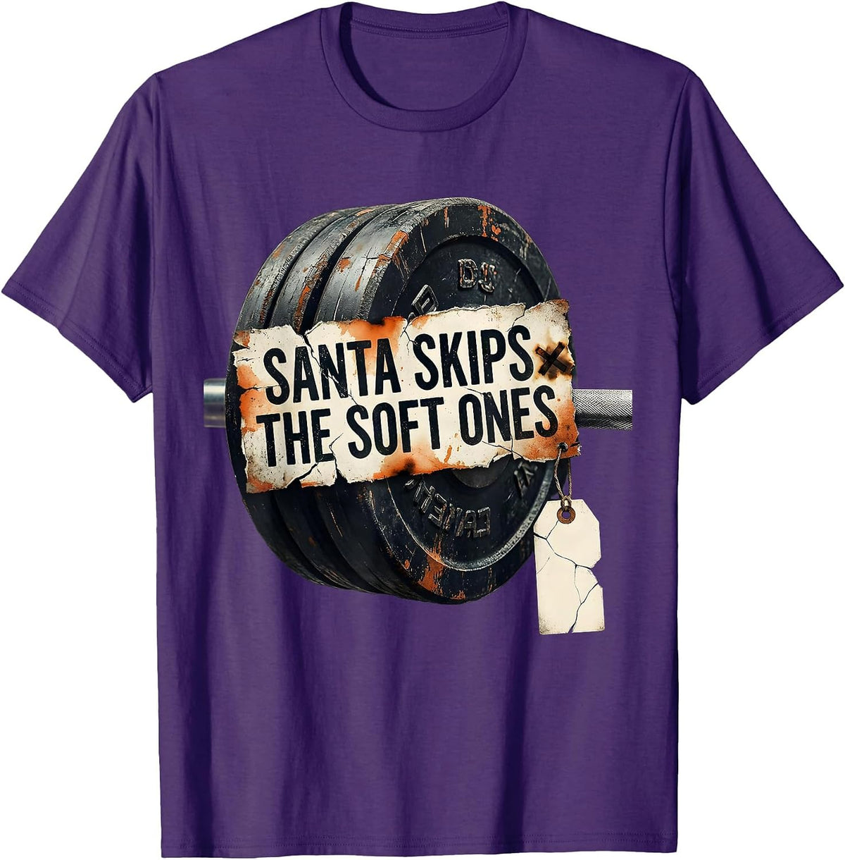 Santa Skips The Soft Ones Distressed Funny Christmas Gym T-Shirt - Purple