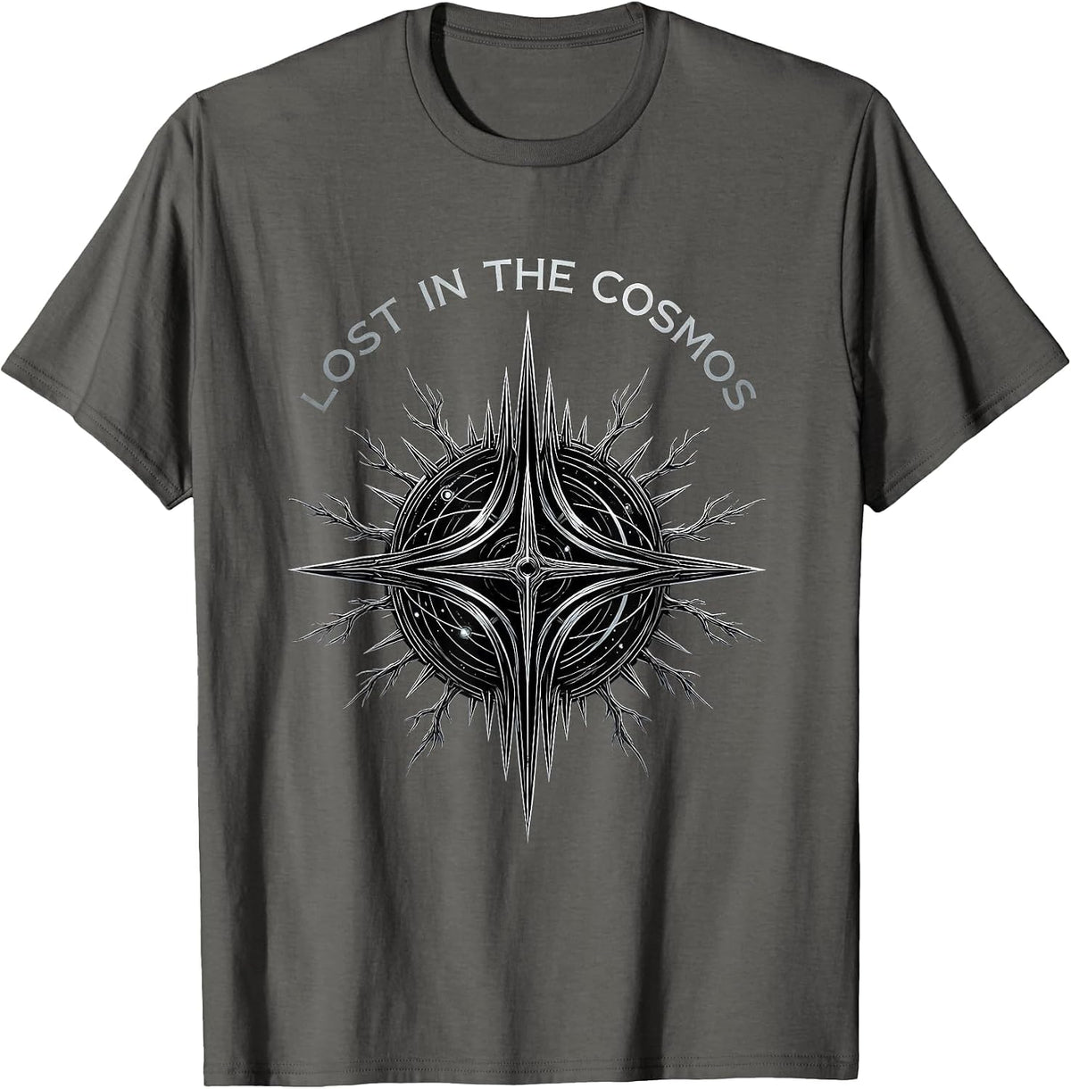 Men's Lost in the Cosmos Celestial Space Design T-Shirt - Asphalt Grey