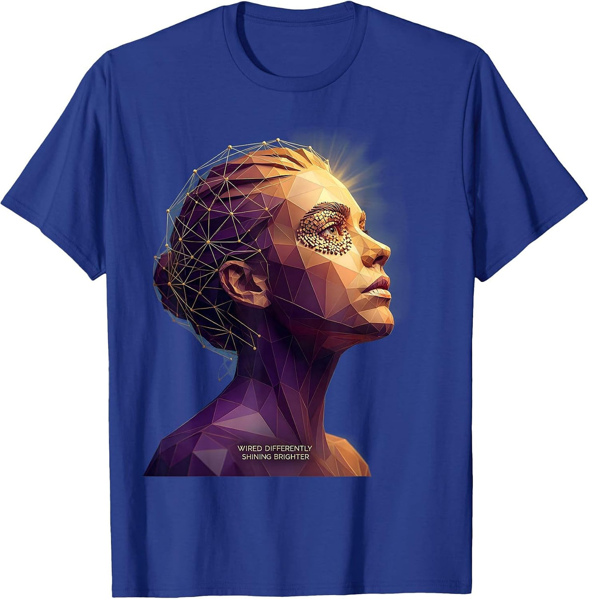Men's Wired Differently Shining Brighter Autism Design T-Shirt - Royal Blue
