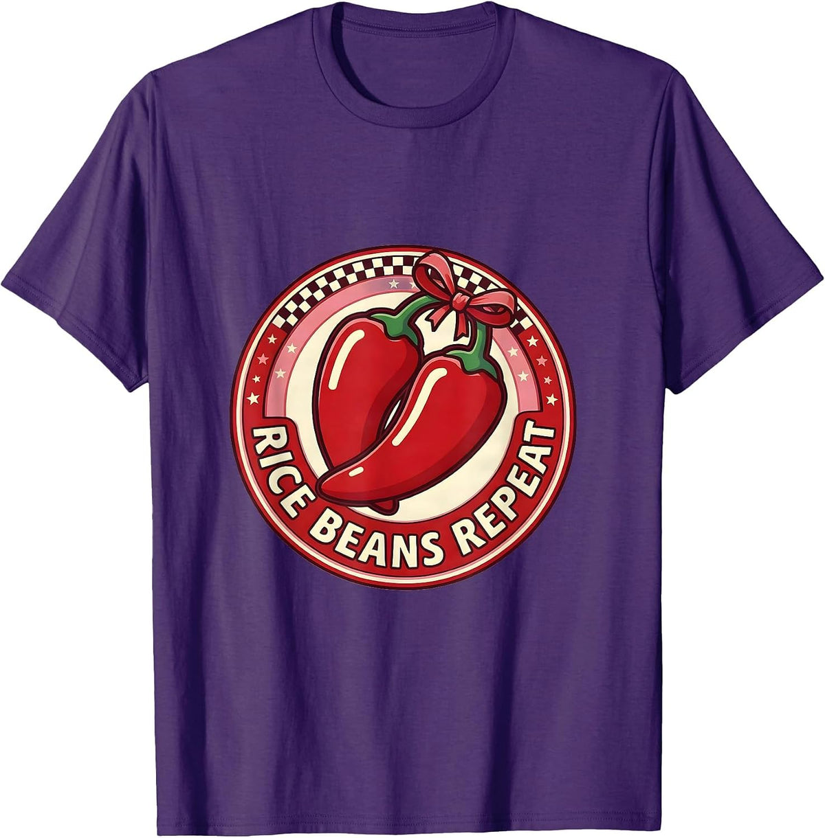 Rice Beans Repeat Mexican Culture Design T-Shirt - Purple