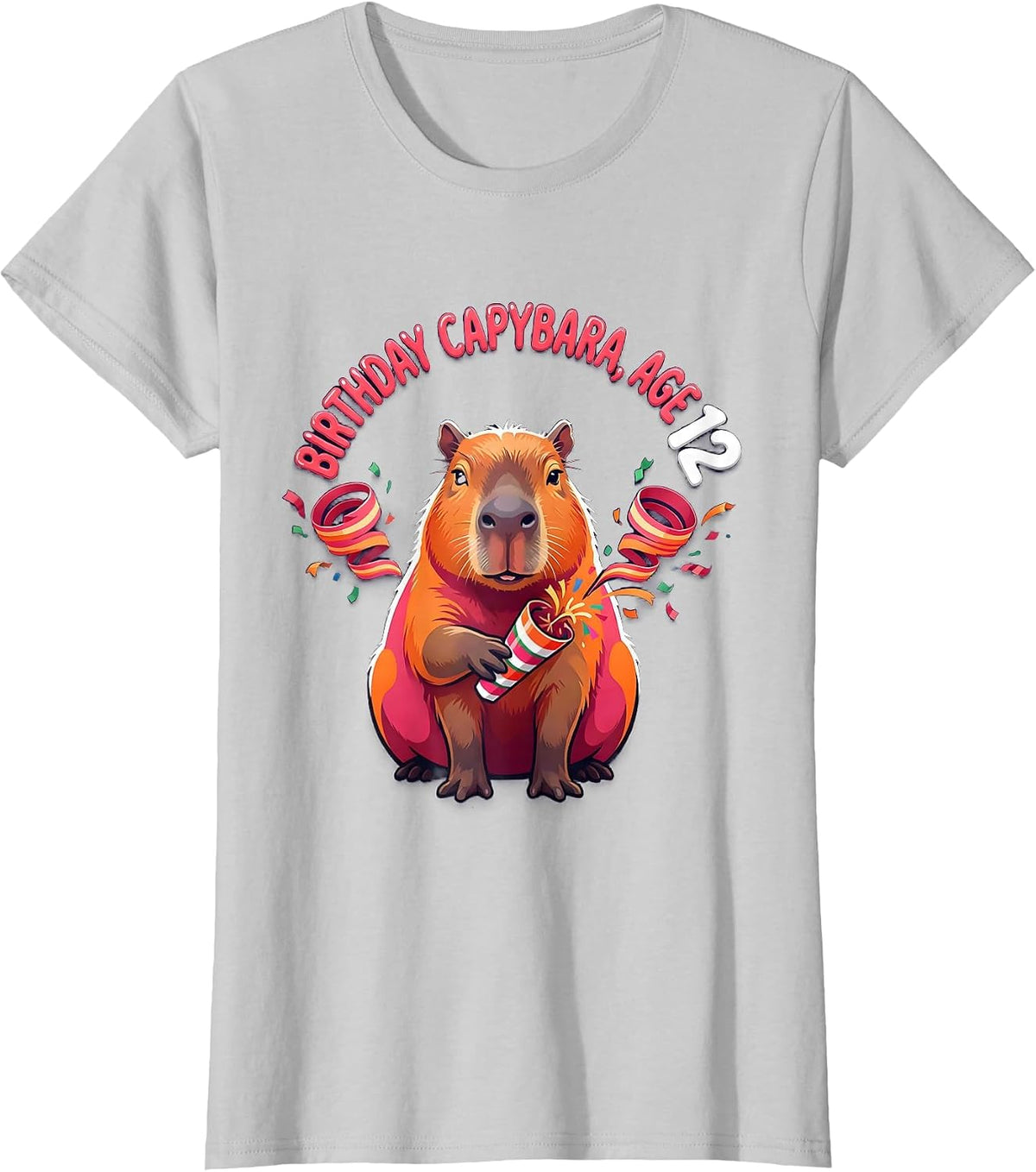 Birthday Capybara Age 12 Funny Capybara Meme Gamer Gift T-Shirt - Silver Grey