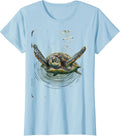 Women's Sea Turtle Ocean Depths Graphic Tee T-Shirt - Baby Blue