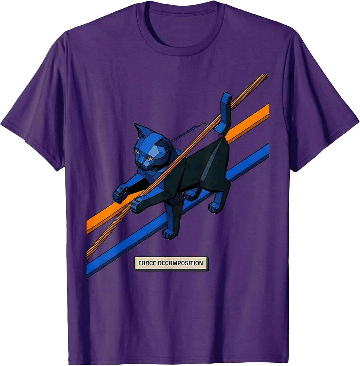 Men's Force Decomposition Funny Cat Physics Humor Design For Cat T-Shirt - Purple