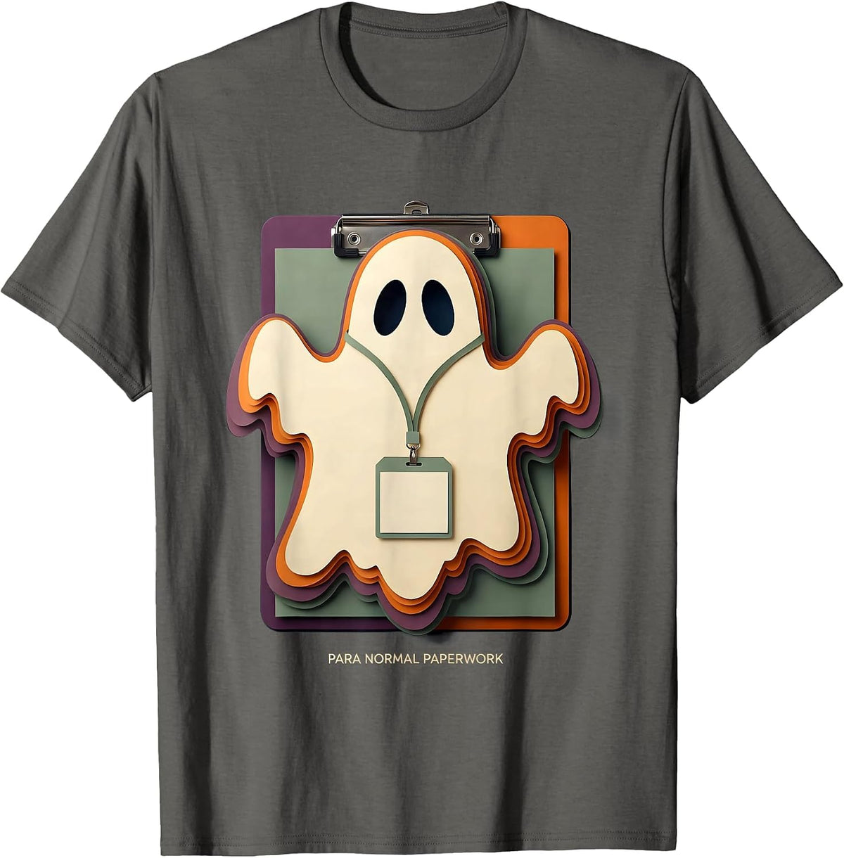 Men's Para Normal Paperwork Funny Paraeducator Halloween Ghost T-Shirt - Asphalt Grey