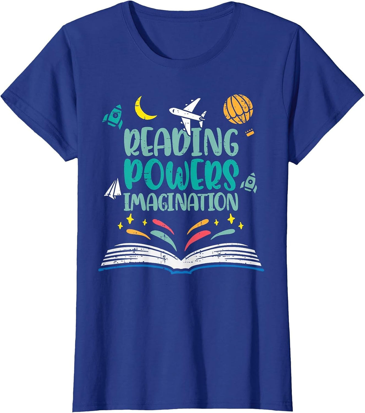 Reading Powers Imagination Cute Teacher Librarian Book Lover T-Shirt - Royal Blue
