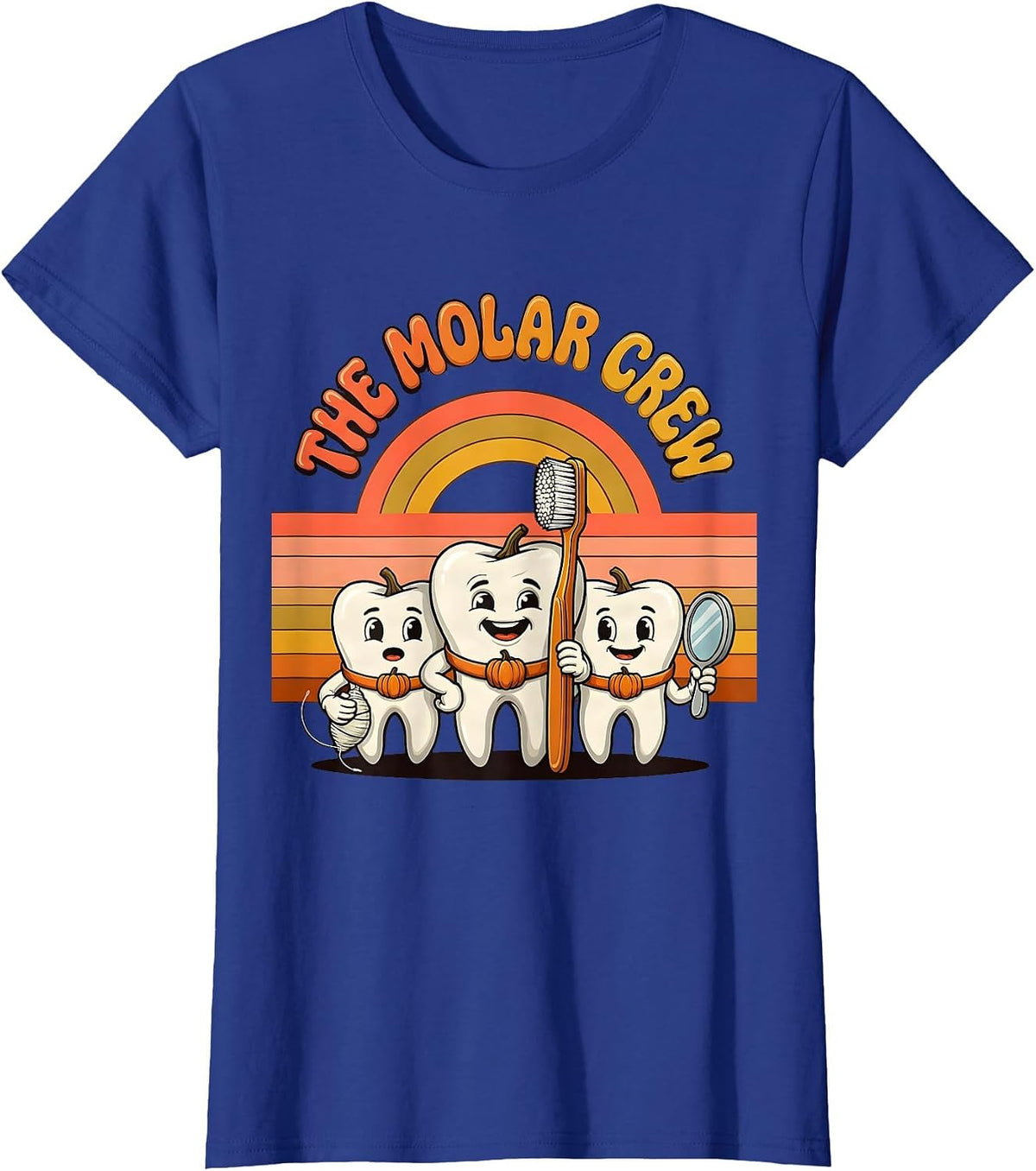 Women's The Molar Crew Retro 70s Halloween Dentist Costume Dental T-Shirt - Royal Blue