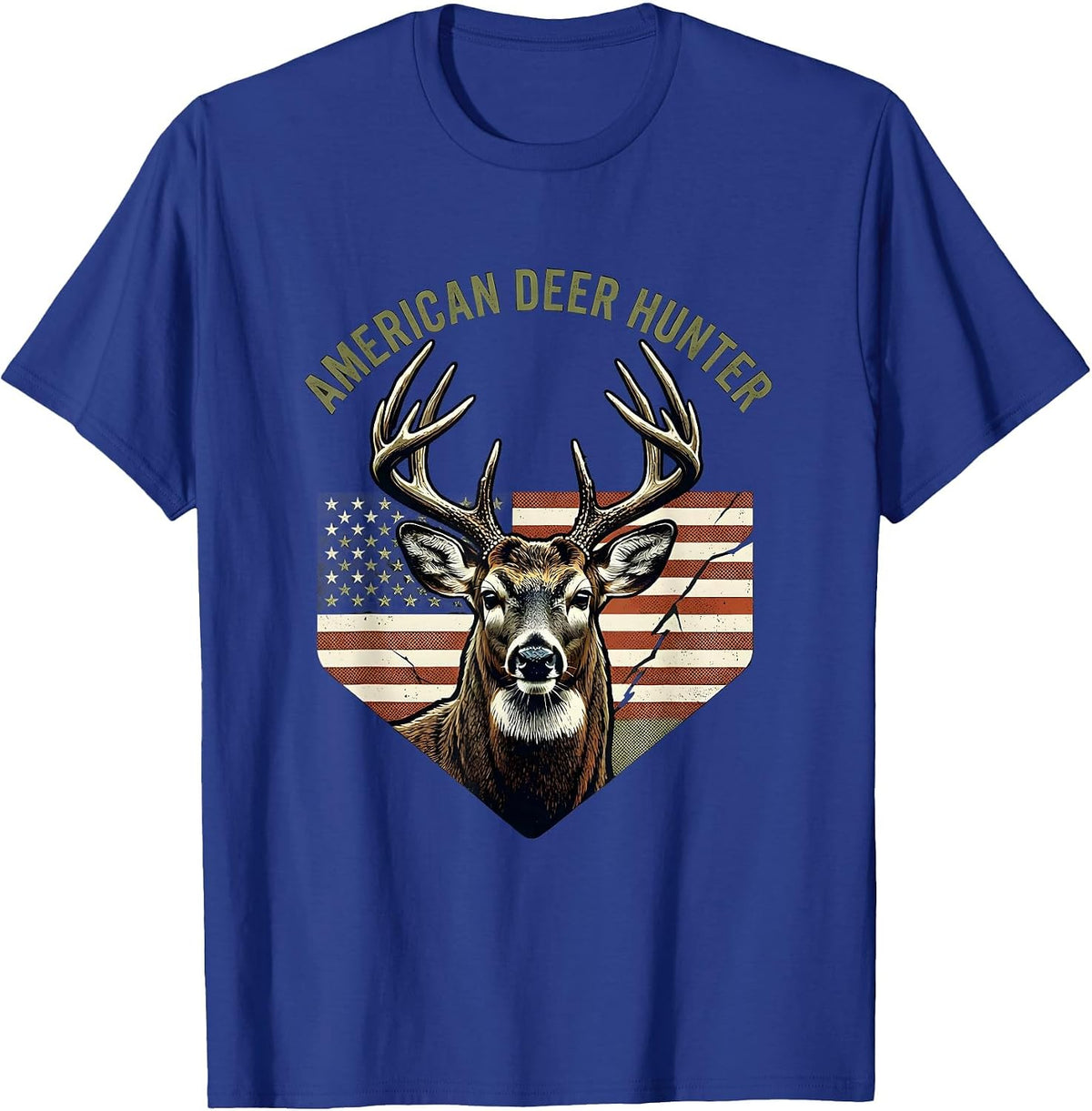 American Deer Hunter Whitetail Buck Antlers Hunting Dad Gift T-Shirt - Royal Blue