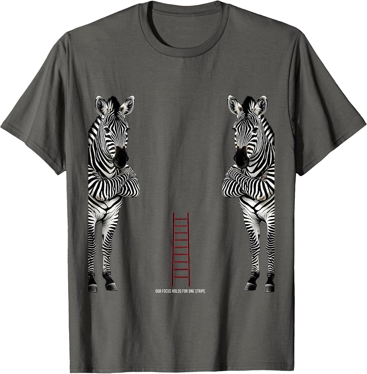 Men's Our Focus Holds For One Stripe Funny Zebra Duo Gym Humor T-Shirt - Asphalt Grey