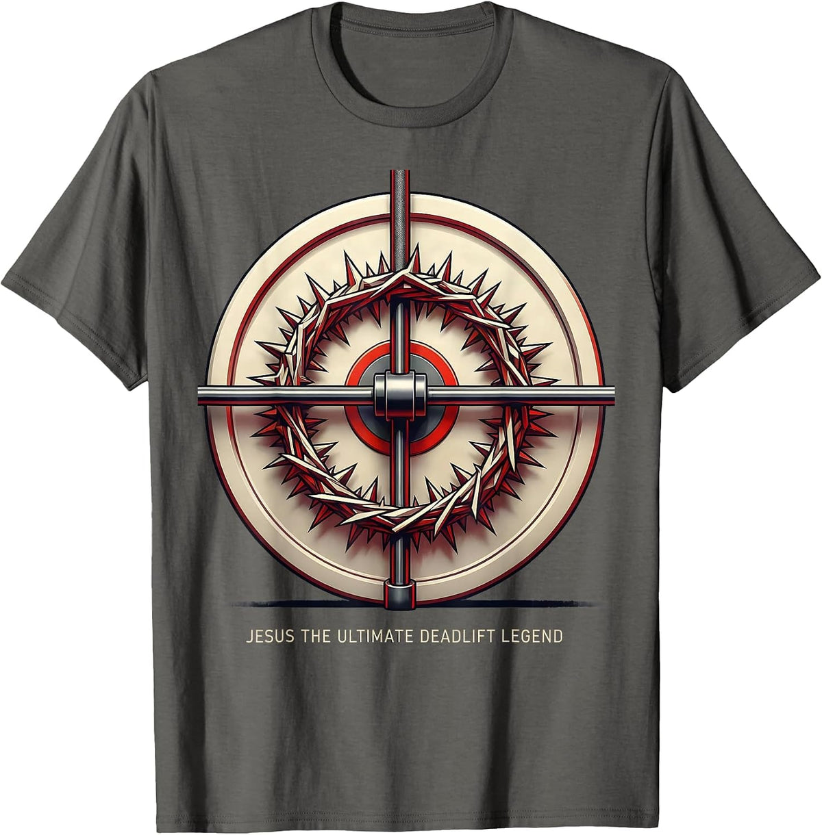 Men's Jesus The Ultimate Deadlift Legend Geometric Christian Gym T-Shirt - Asphalt Grey