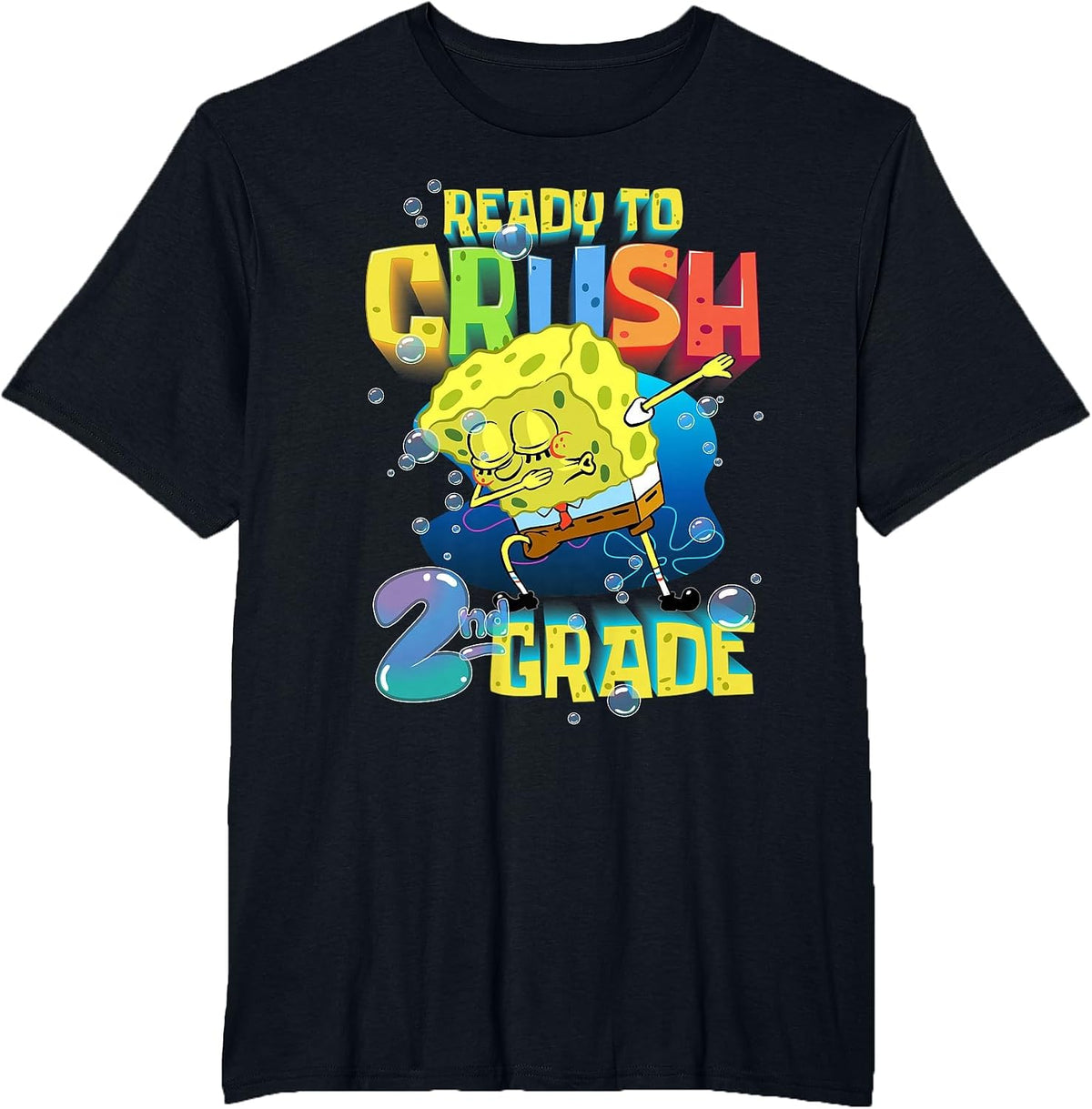 Spongebob Dabbing Ready to Crush 2nd Grade School Spongebob T-Shirt - Black