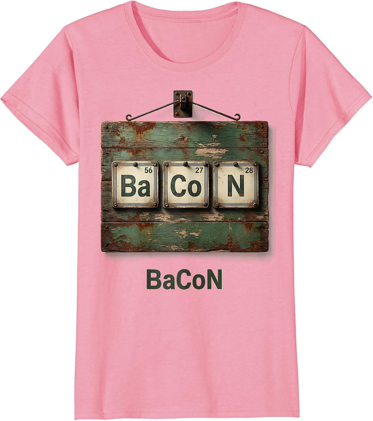 Women's BaCoN Vintage Periodic Table Chemistry Pun Science Geek Gift T-Shirt - Pink