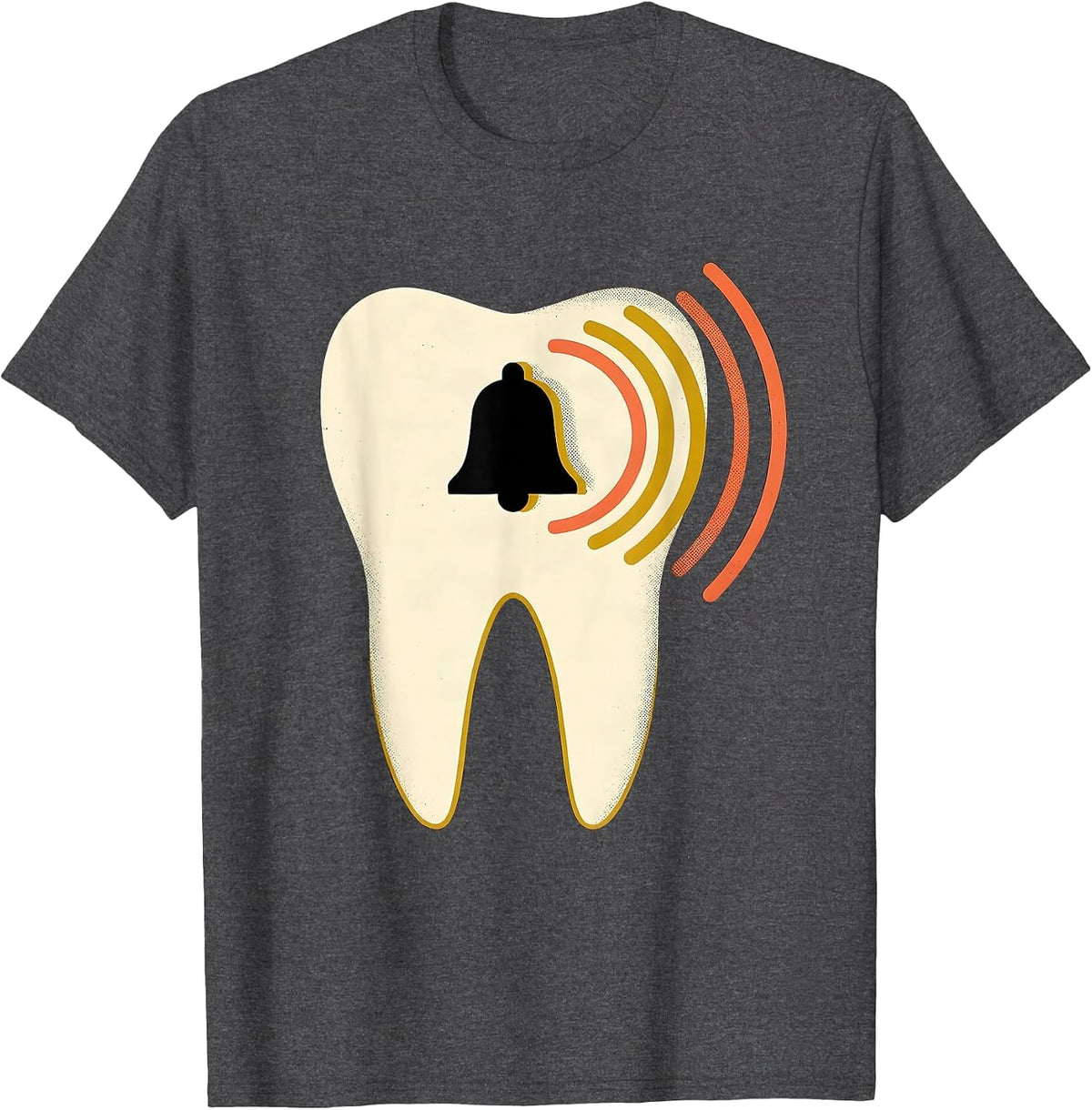 Oversized Tooth Midcentury Modern Dentist Christmas Humor T-Shirt - Dark Heather Grey