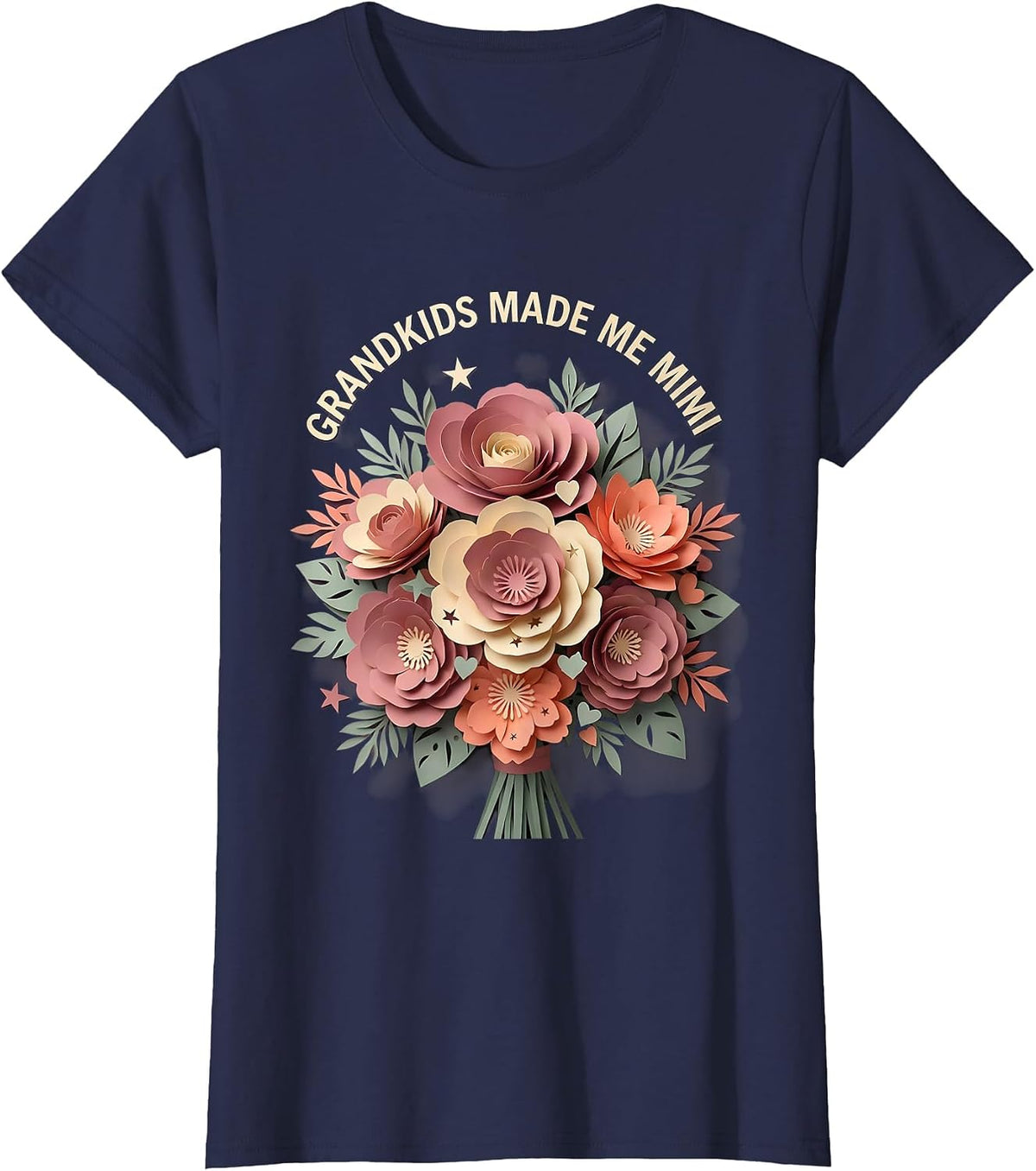 Women's Grandkids Made Me Mimi Grandma Design T-Shirt - Navy Blue