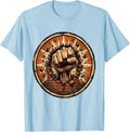 Men's 80s Rock Fist Through Brick Wall Graphic T-Shirt - Baby Blue