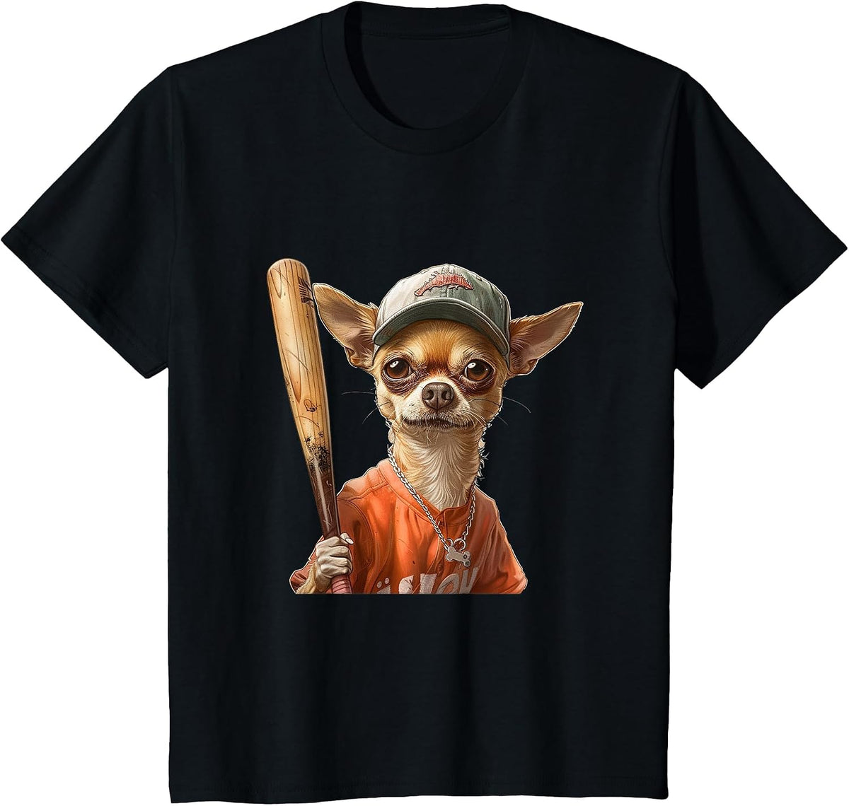 Chihuahua Dog Baseball Cap Sports Team Animal T-Shirt - Black
