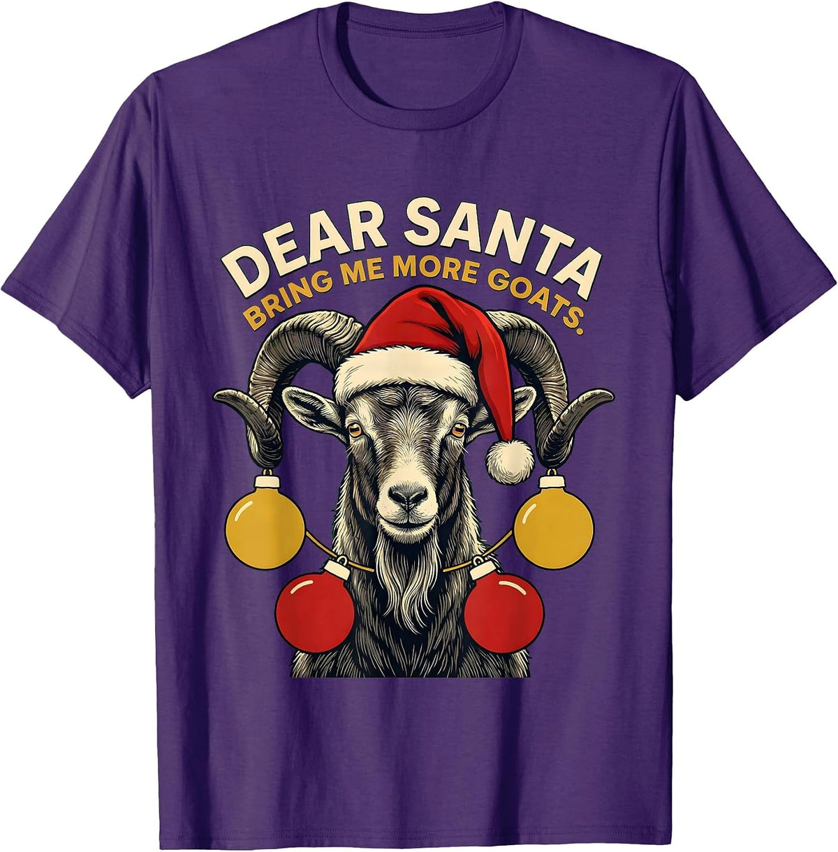 Dear Santa, Bring Me More Goats Funny Farm Animal Christmas T-Shirt - Purple