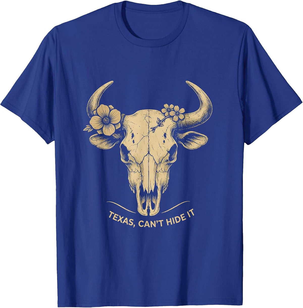 Texas, Can't Hide It Boho Western State Pride Cowgirl T-Shirt - Royal Blue