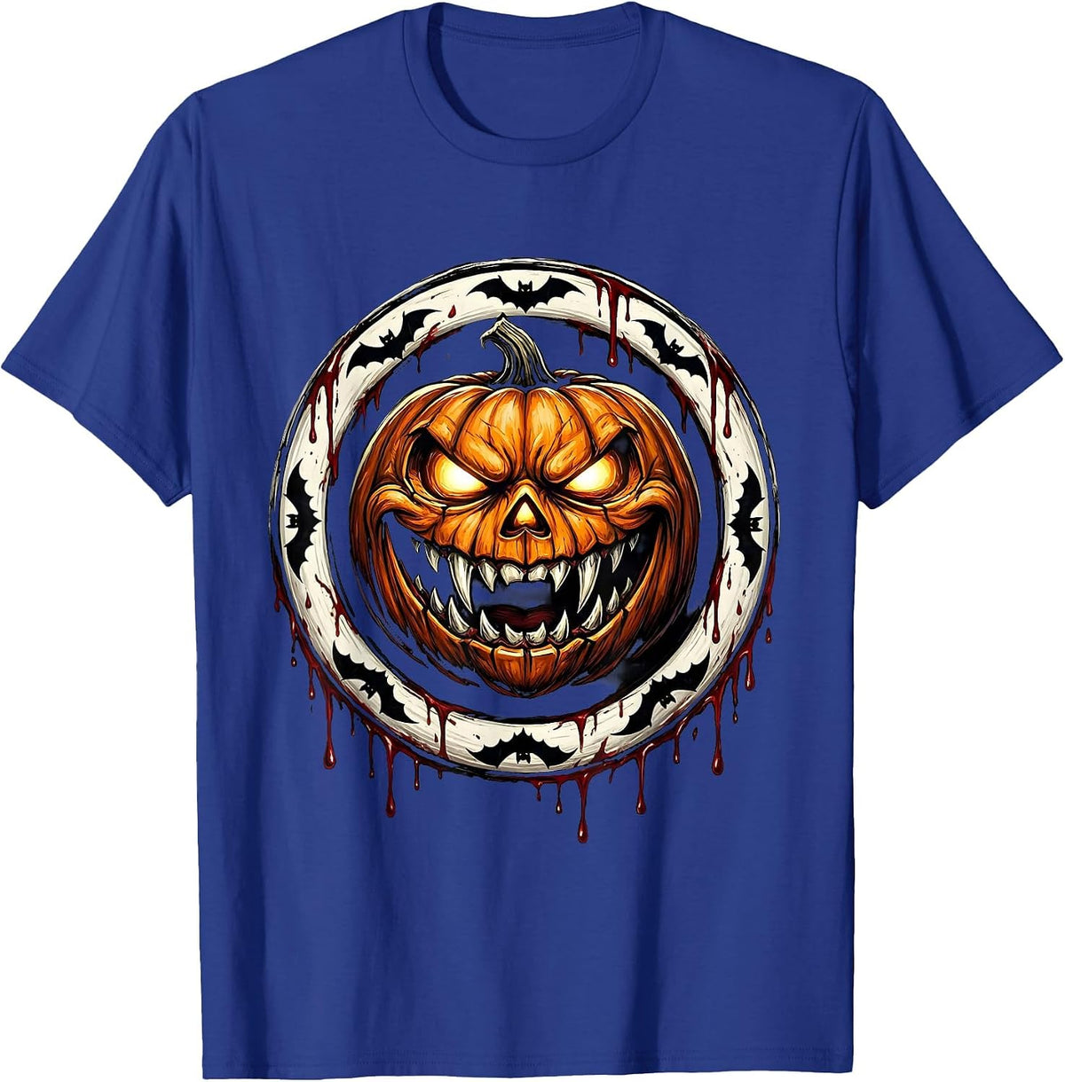 Vampire Jack-O-Lantern Halloween Dental Design T-Shirt - Royal Blue