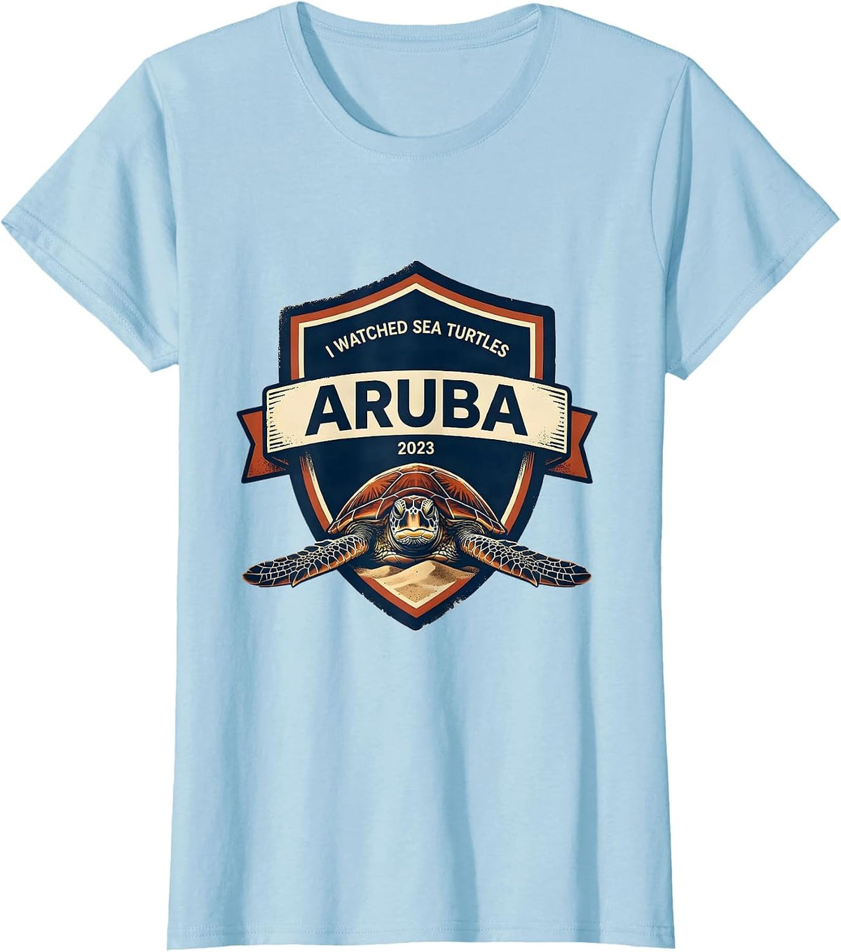 Women's I WATCHED SEA TURTLES ARUBA 2023 Souvenir Turtle Lover T-Shirt - Baby Blue