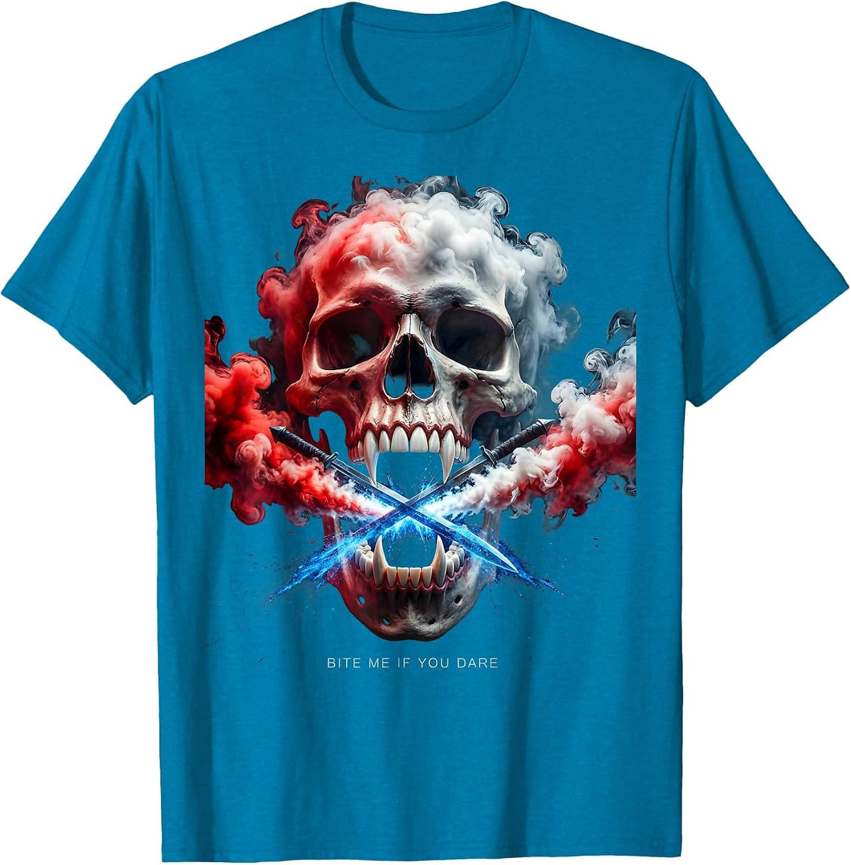 Bite Me If You Dare Dental Halloween Design T-Shirt - Sapphire Blue