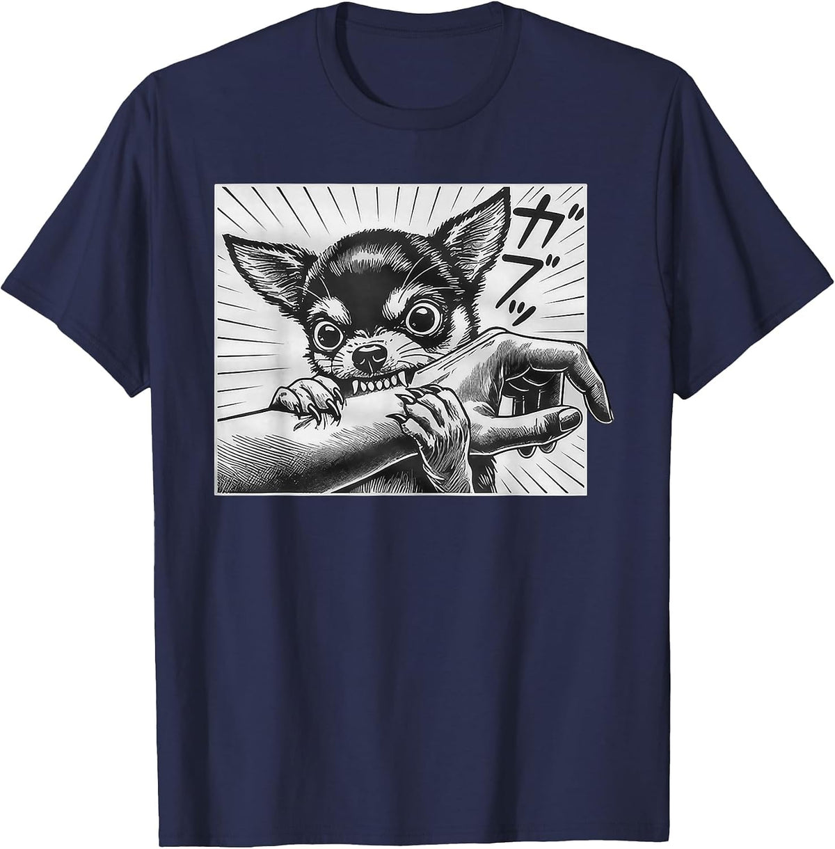 Chihuahua Dog Bite Funny Chihuahua Lover T-Shirt - Navy Blue