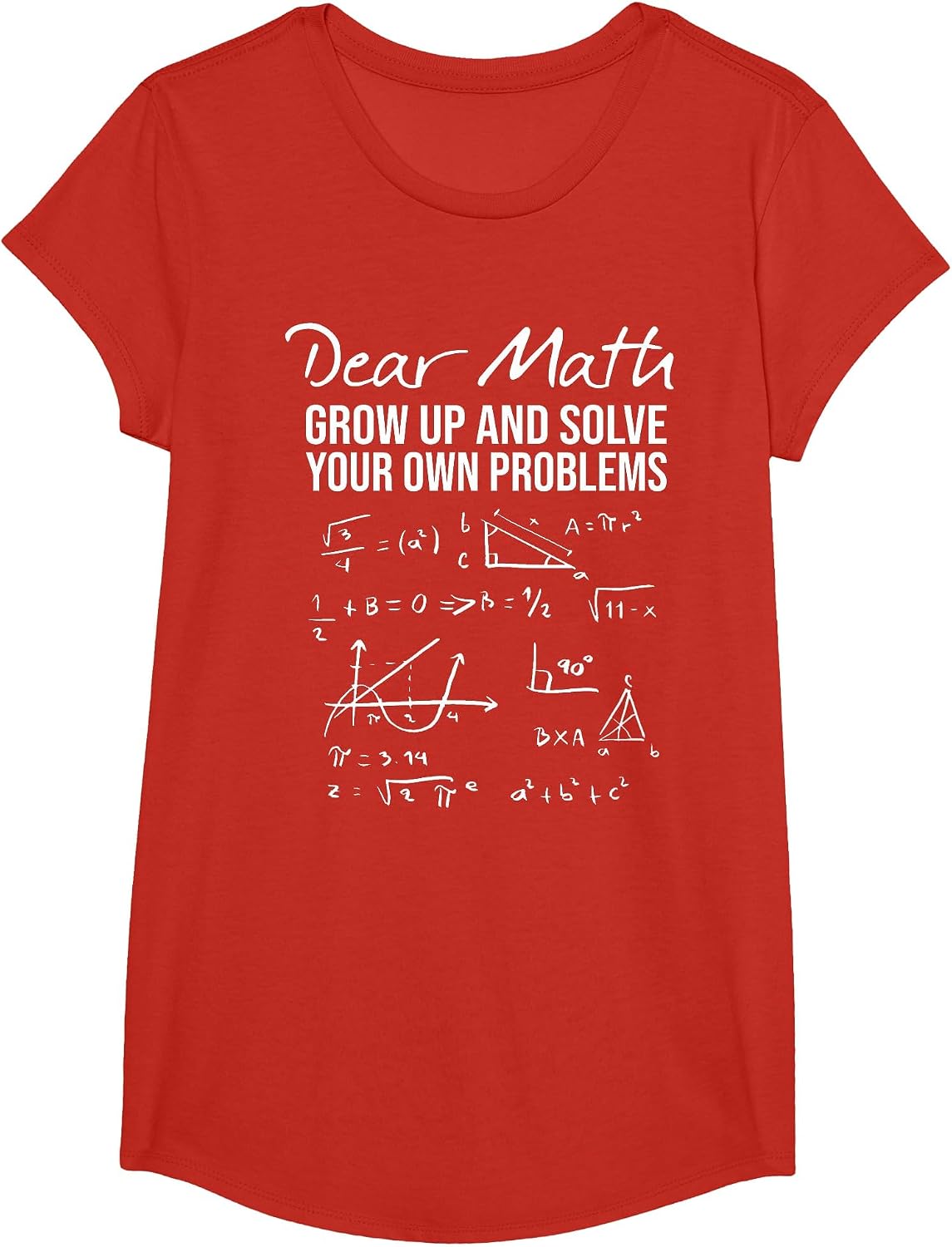 Math Grow Up and Solve Your Own Problems Math T-Shirt - Girls Red