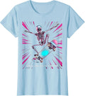 Women's Skull and Skate Forever Skeleton Skateboarding Design T-Shirt - Baby Blue