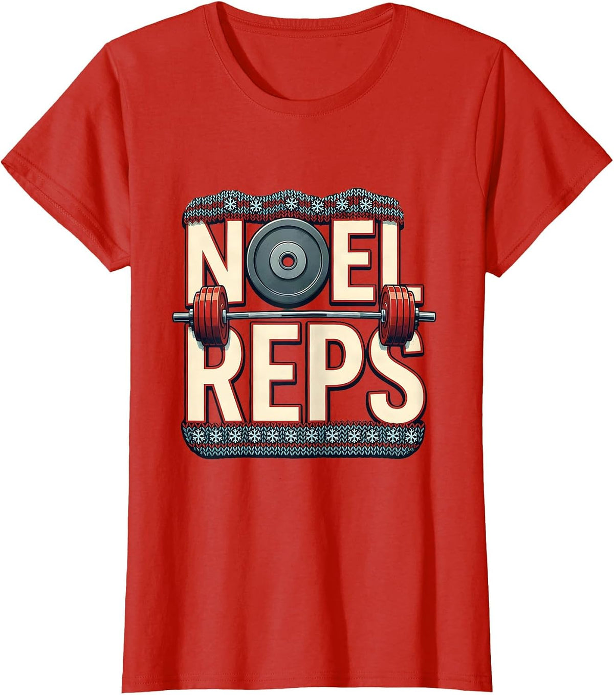 Women's Noel Reps Funny Christmas Gym Weightlifting Workout Fitness T-Shirt - Red