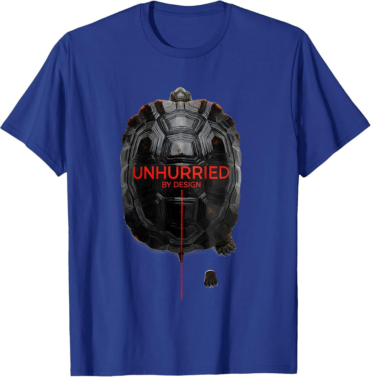 Men's Unhurried By Design Swiss International Turtle Lover Humor T-Shirt - Royal Blue