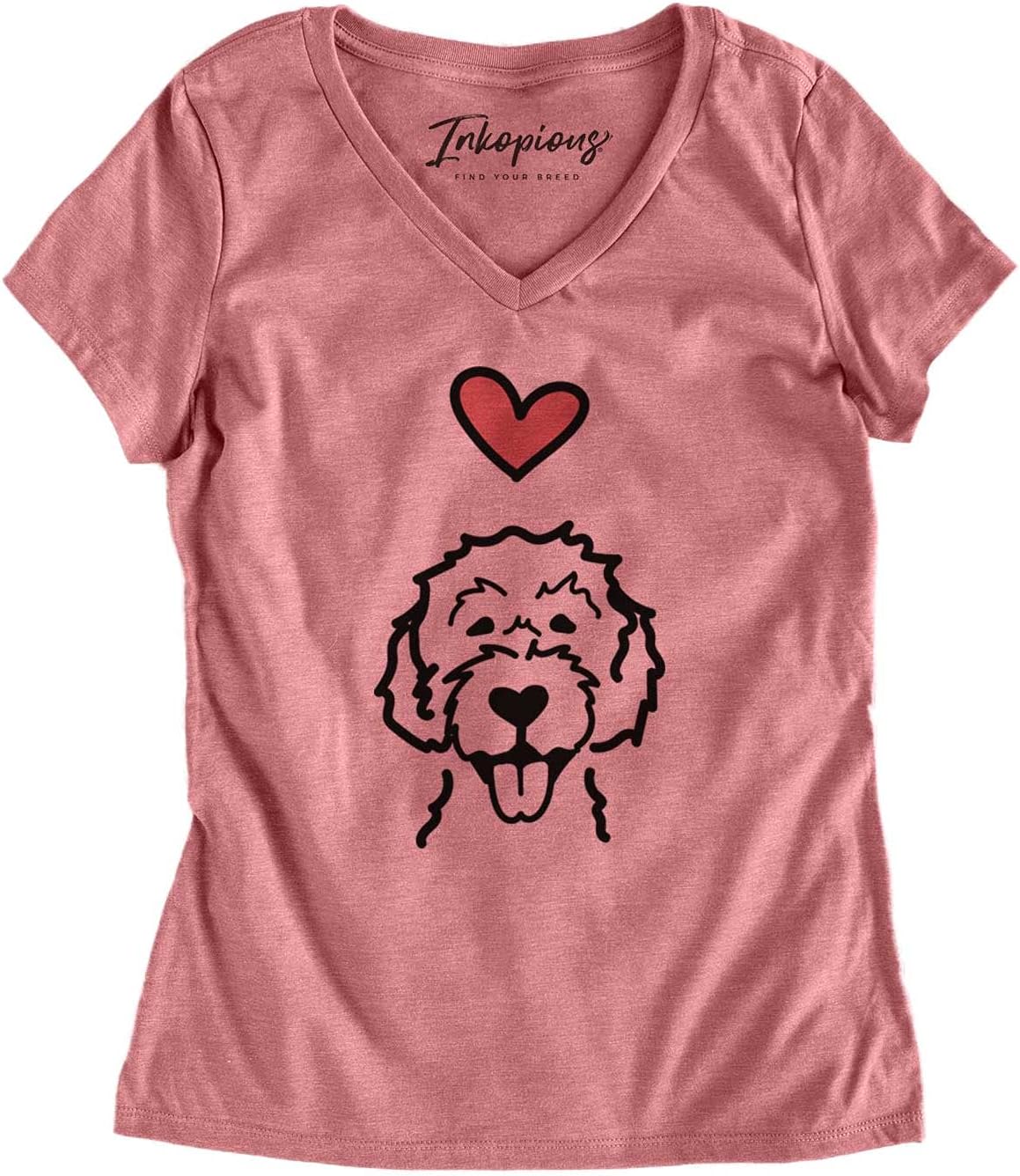 Inkopious Love Always Labradoodle T-Shirt - Dusty Rose V-neck