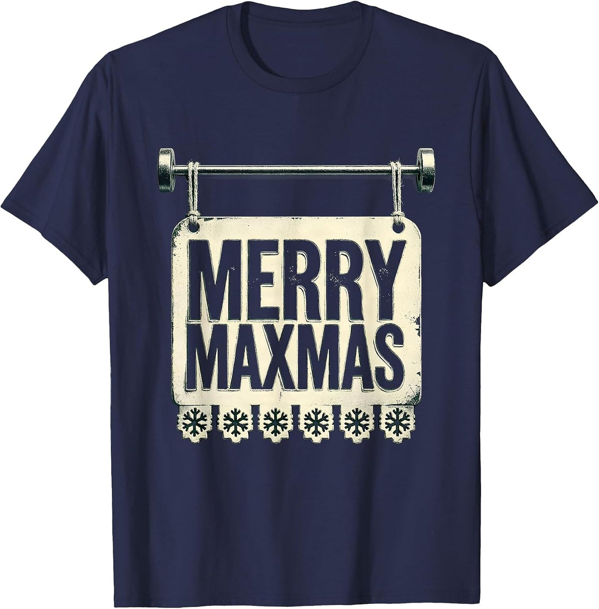 Men's Merry Maxmas Funny Christmas Gym Workout Fitness Gift T-Shirt - Navy Blue