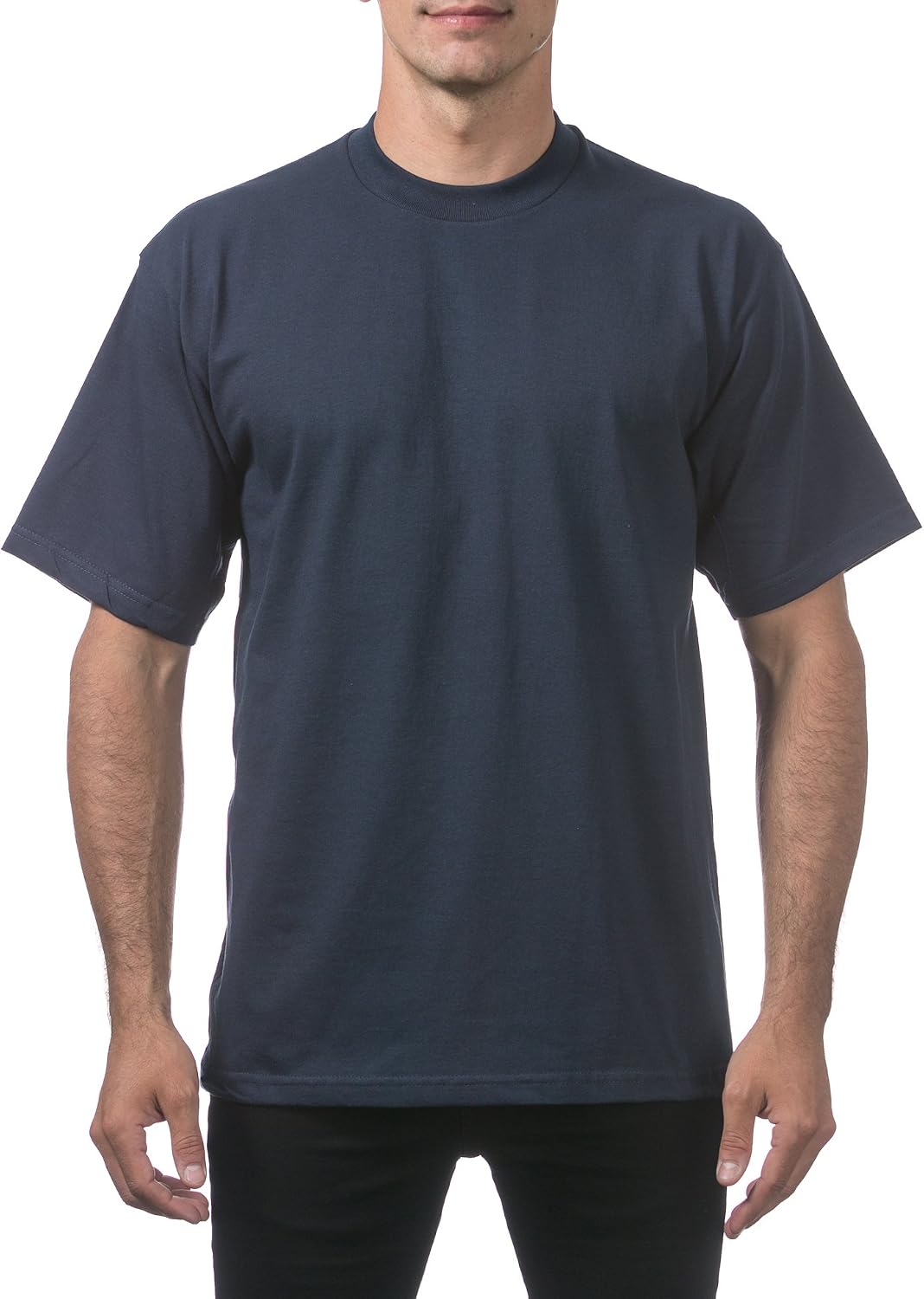 Pro Club Mens Heavyweight Cotton Short Sleeve Crew Neck T-Shirt - Navy