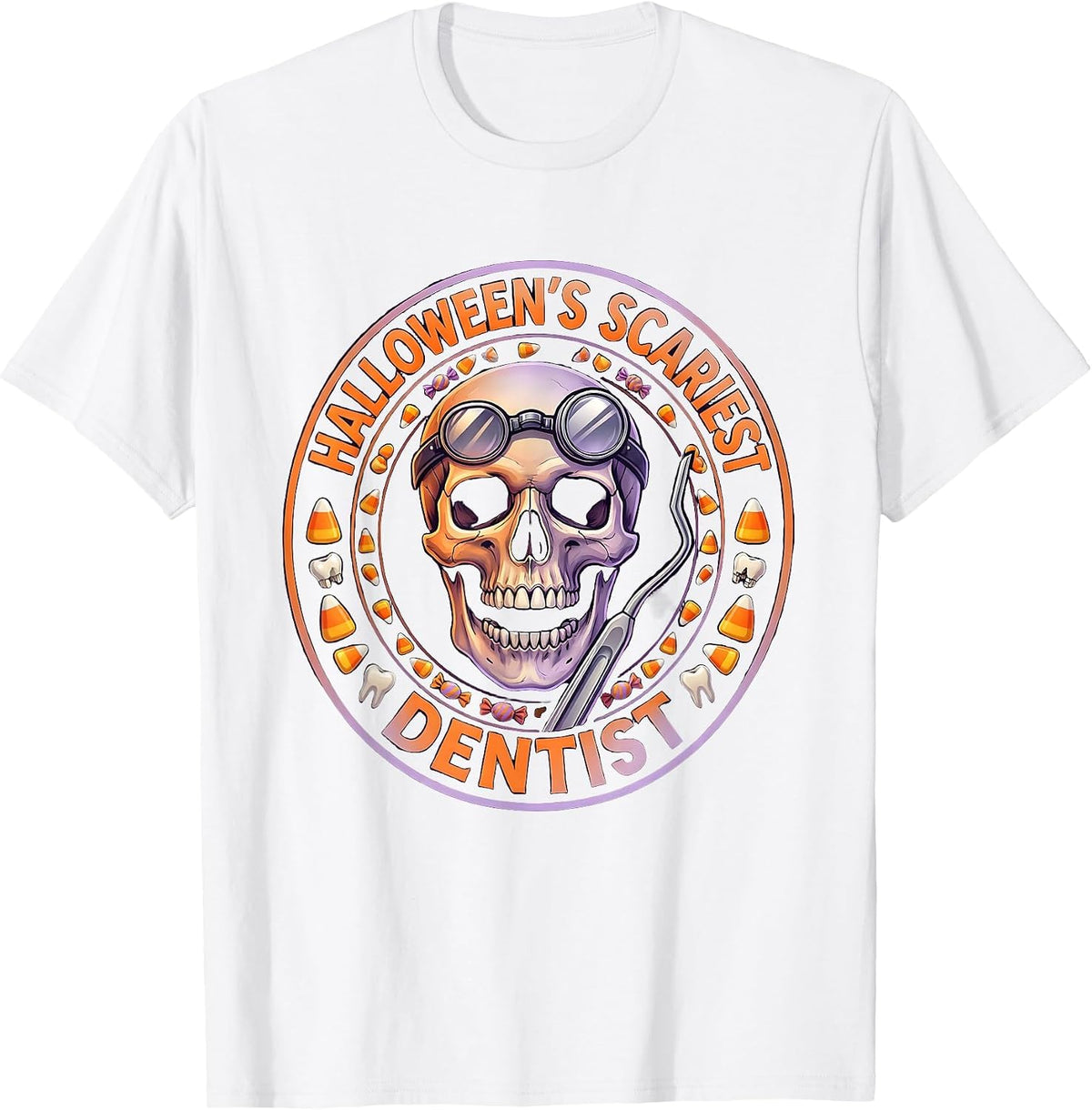 Men's Halloween's Scariest Dentist Dental Horror Design T-Shirt - White