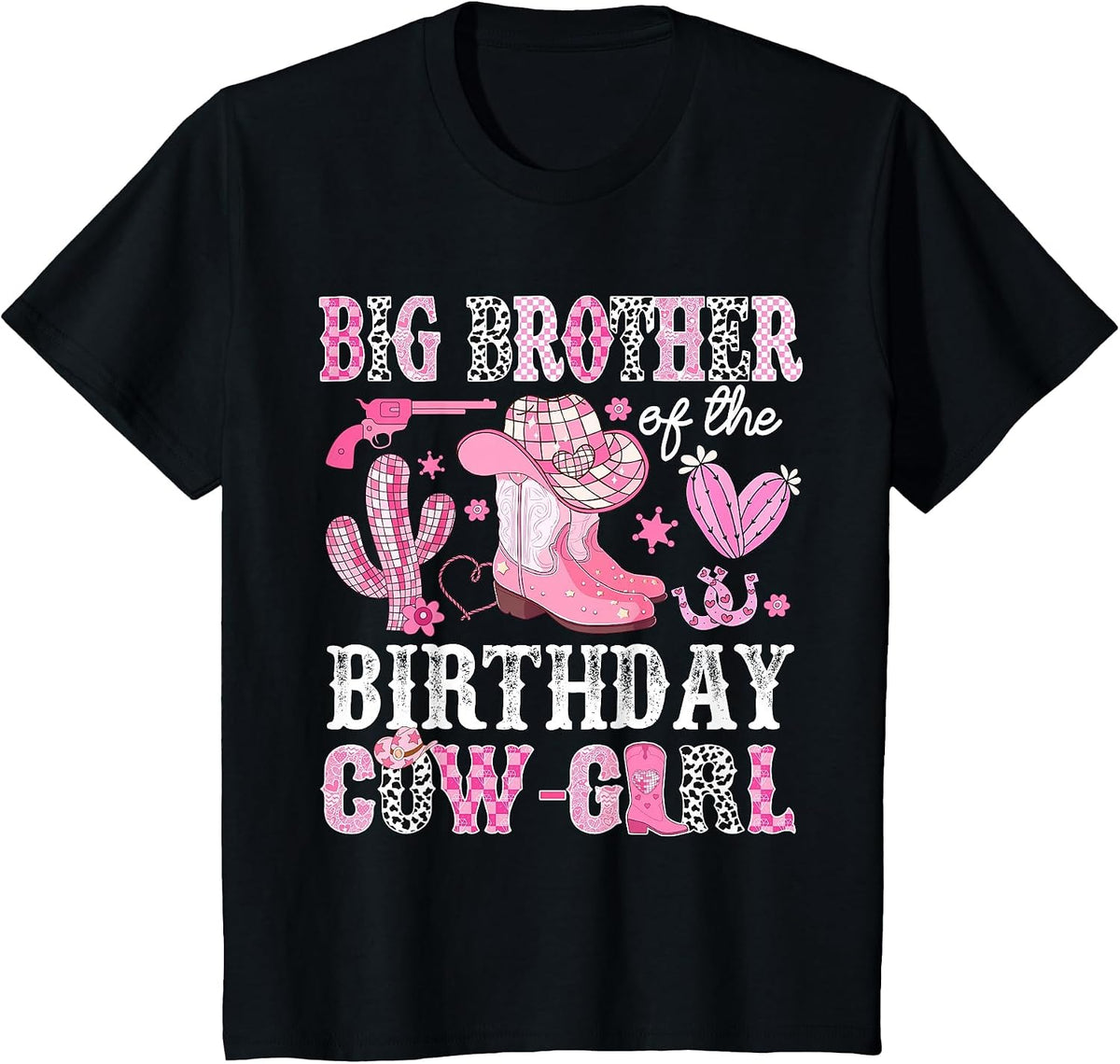 Big Brother of The Birthday Cow-Girl Rodeo Cowgirl Bday T-Shirt - Black