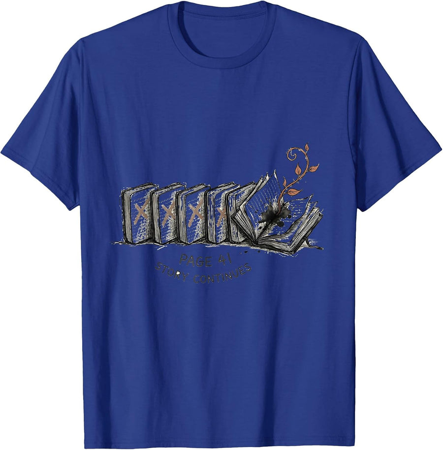 Page 41 Story Continues Whimsical Bookworm Birthday T-Shirt - Royal Blue