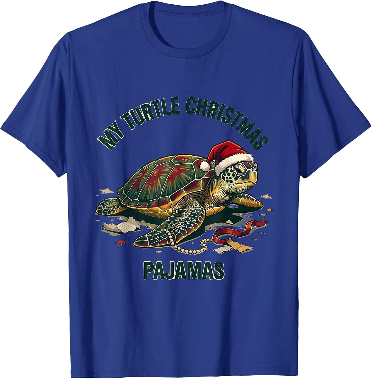 Men's My Turtle Christmas Pajamas Whimsical Holiday Sea Turtle T-Shirt - Royal Blue
