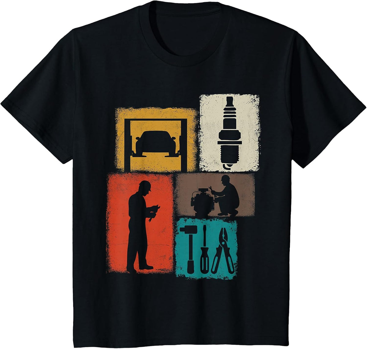 Mechanic Vintage Collage Auto Technician Men T-Shirt - Black