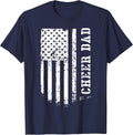 Cheer Dad Cheerleading American Flag Fathers Day Cheerleader T-Shirt - Navy Blue