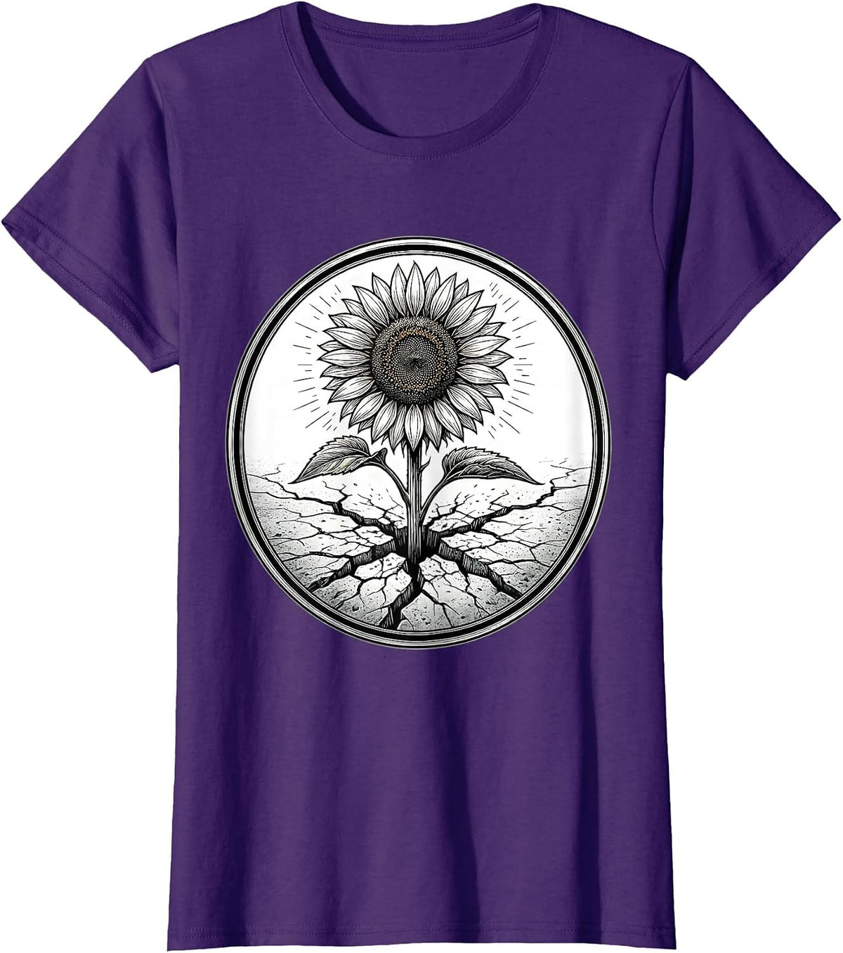 Women's School Counselor Sunflower Through Pavement Design T-Shirt - Purple