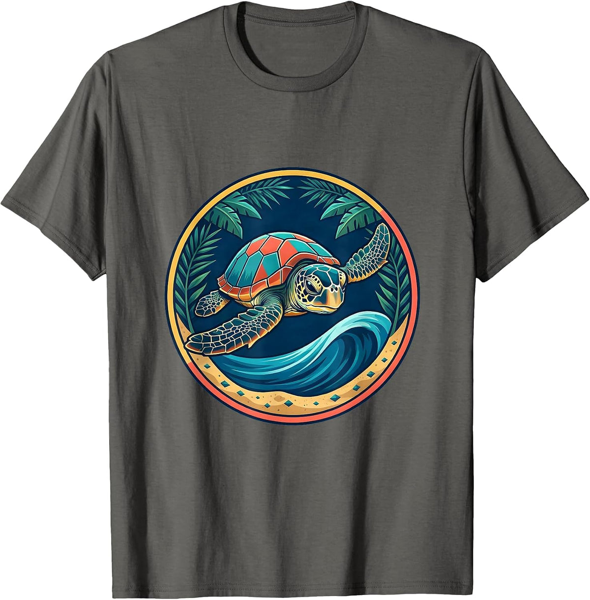 Men's Sea Turtle Hatchling Racing to the Ocean T-Shirt - Asphalt Grey