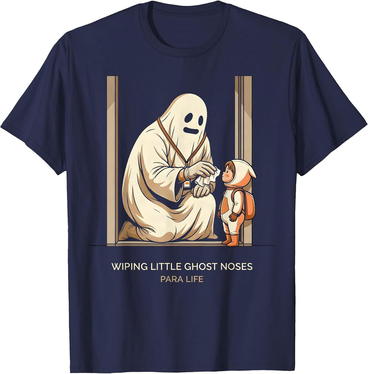 Men's Wiping Little Ghost Noses Para Life Paraeducator Halloween T-Shirt - Navy Blue