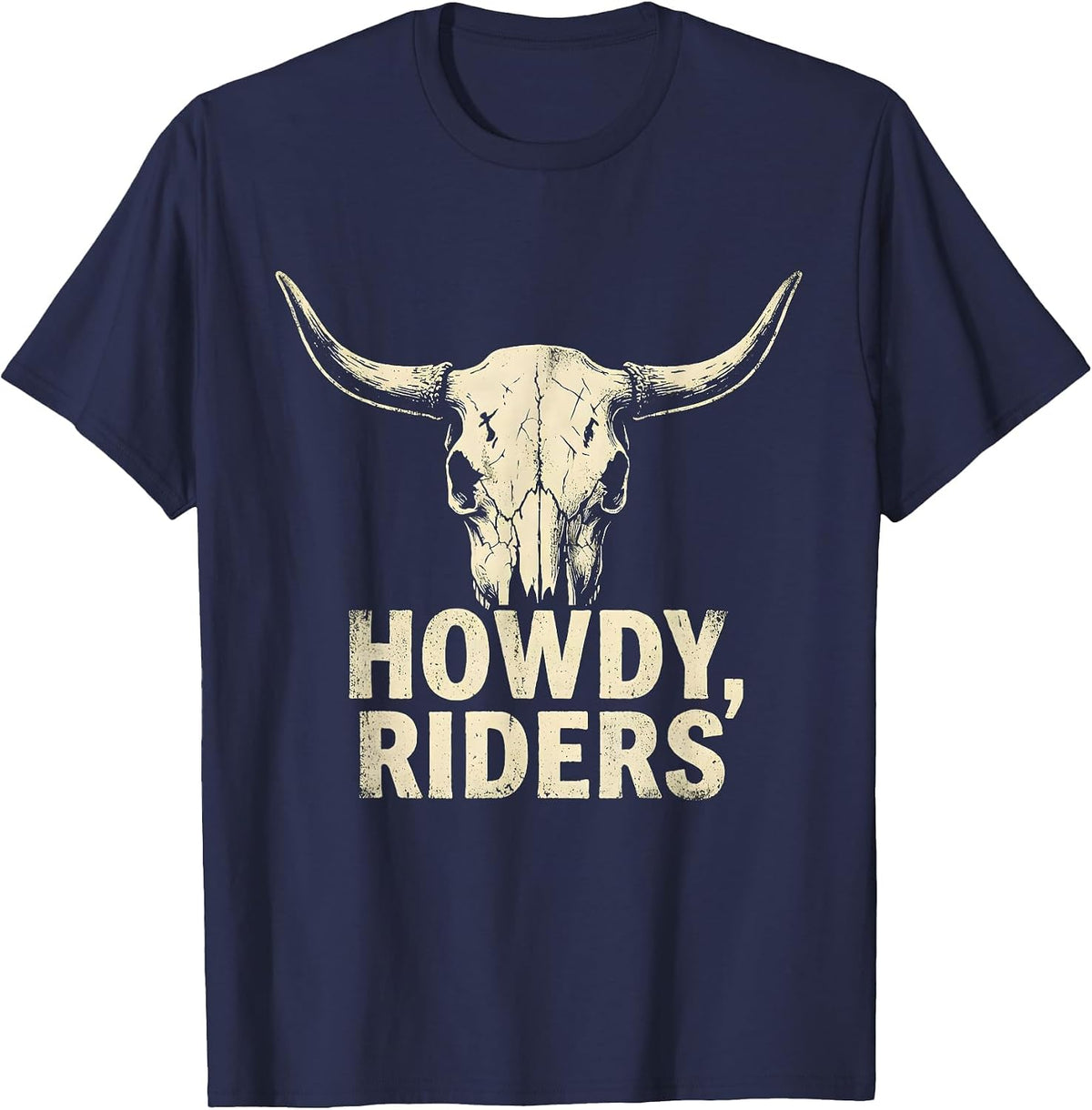 Howdy, Riders Boho Western Mono Cowboy Cowgirl Rodeo Pride T-Shirt - Navy Blue