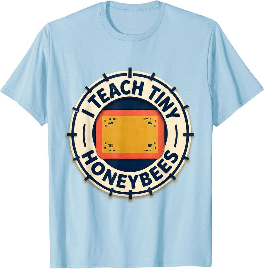 Men's I Teach Tiny Honeybees Funny Preschool Teacher Back T-Shirt - Baby Blue