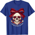 Bones Speak Louder Bold Skeleton Graphic Design T-Shirt - Royal Blue