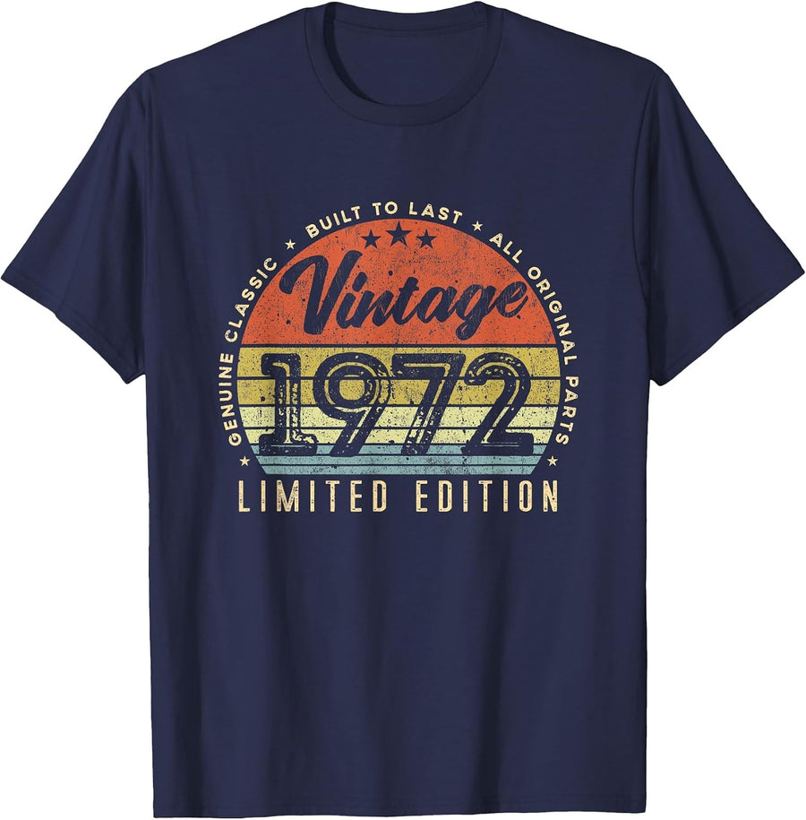 Vintage 1972 Limited Edition Genuine Classic Built to Last T-Shirt - Navy Blue