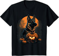 Pumpkin German Shepherd Costume on German Shepherd Halloween T-Shirt - Black