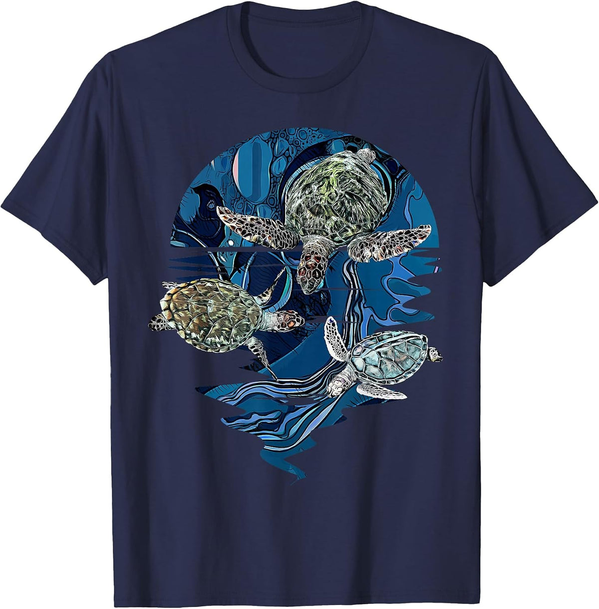 Sea Turtle Family I Ocean Life I Turtle T-Shirt - Navy Blue